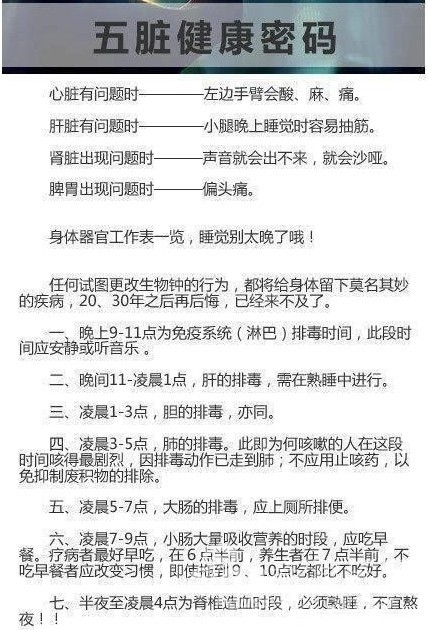 身体器官工作表一览(图4) 身体器官工作表一览 身体各器官工作时间表