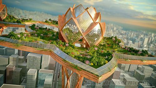 绝美空中城市 建筑师设计莲花之城