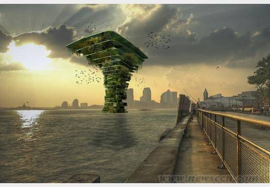 荷兰建筑师设计飘浮的绿色摩天楼