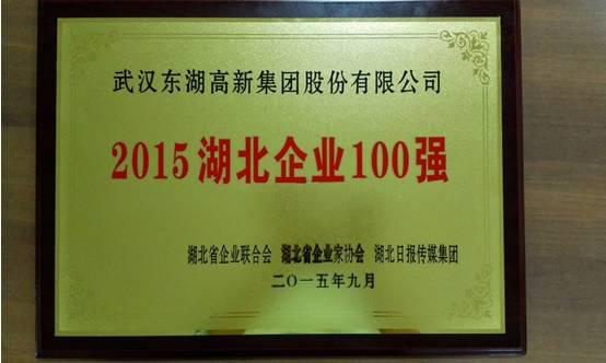 东湖高新集团荣获2015湖北企业100强荣誉称