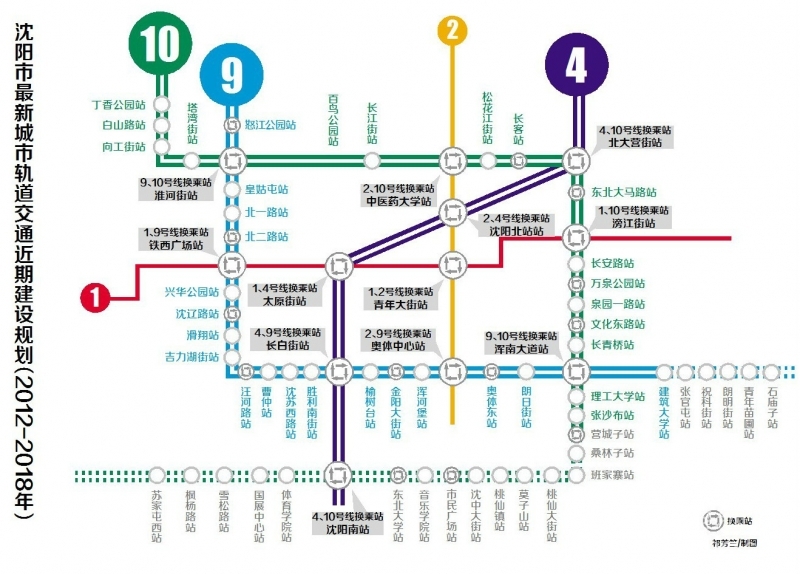 瀋陽最新城市軌道交通規劃圖(2013-2018)